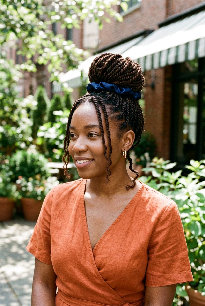 Low Mini Twist Bun at the Nape - 20 mini twist bun for natural hair - 20 mini twist bun for natural hair