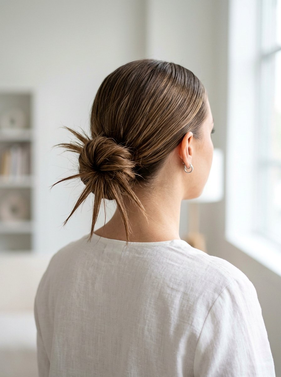Low Nape Spiky Bun - 20 y2k spiky bun hairstyle - 20 y2k spiky bun hairstyle