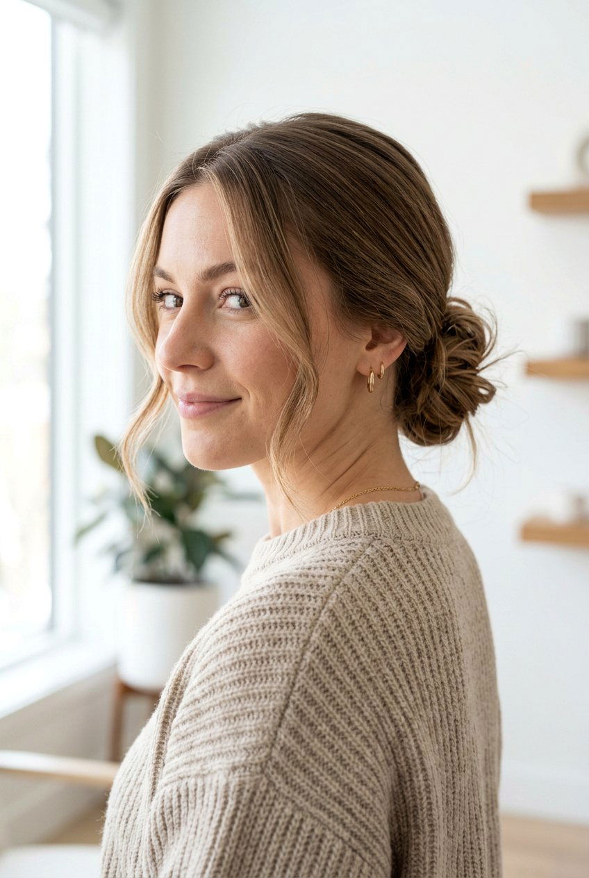 Low Piecey Bun For Work - 20 professional hairstyles for women - 20 professional hairstyles for women