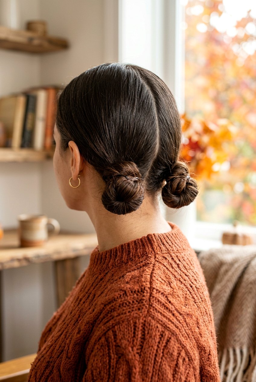 Low Pigtail Buns - 20 easy morning hairstyle for shoulder length hair - 20 easy morning hairstyle for shoulder length hair