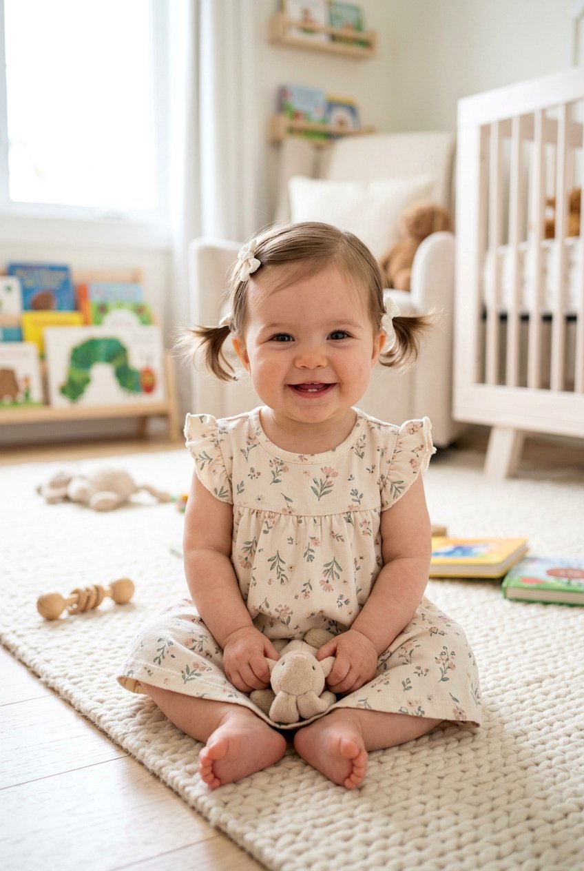 Low Pigtails With Middle Part - 20 first birthday hairstyles for girls - 20 first birthday hairstyles for girls