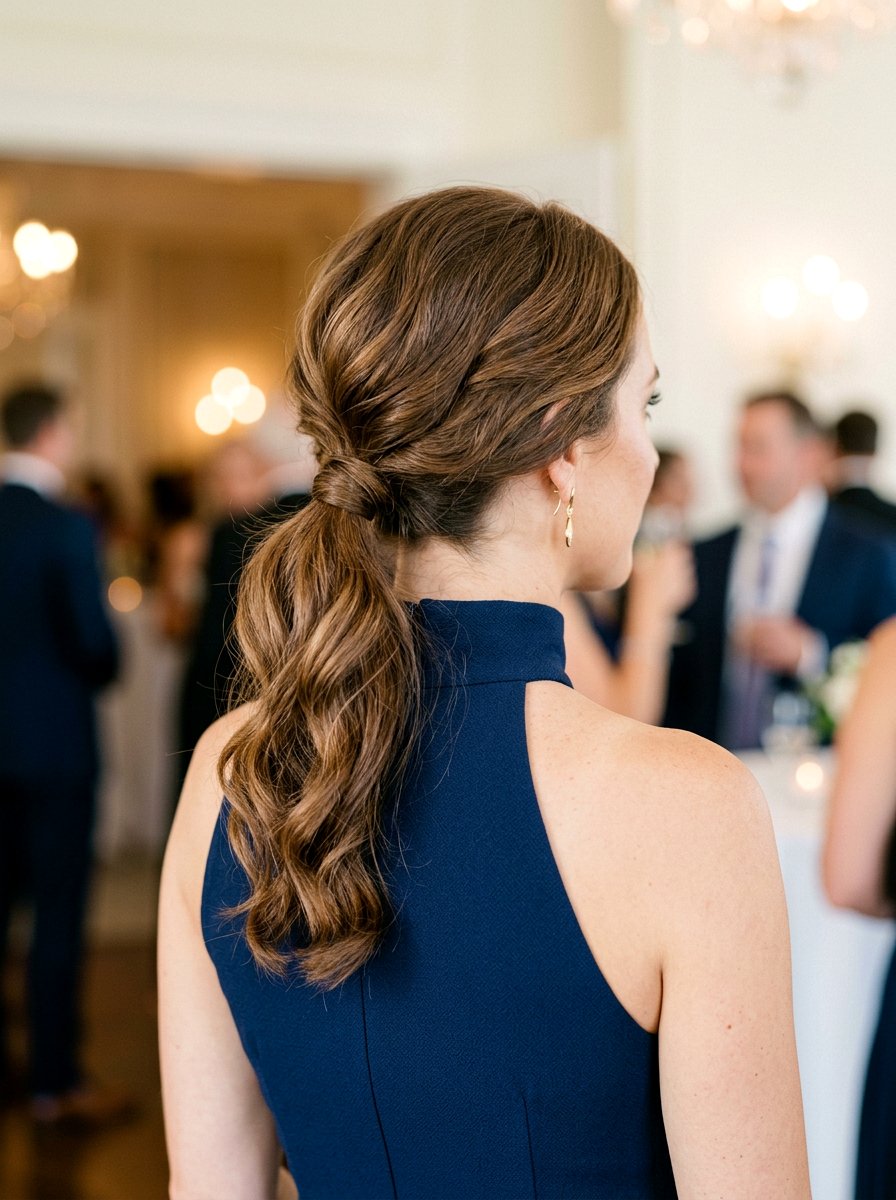 Low Placed Cocktail Ponytail With Soft Waves - 20 cocktail ponytail with soft waves - 20 cocktail ponytail with soft waves