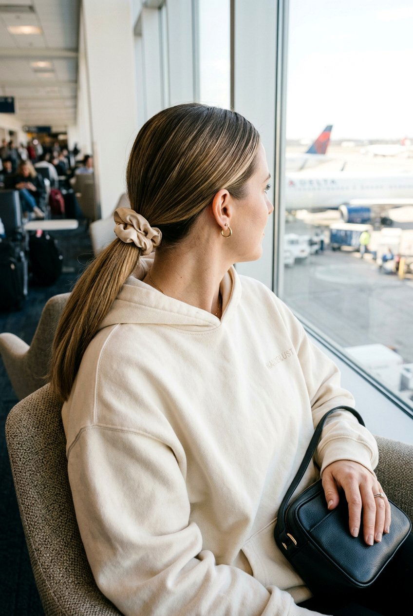 Low Ponytail - 20 airport hairstyle for medium hair - 20 airport hairstyle for medium hair