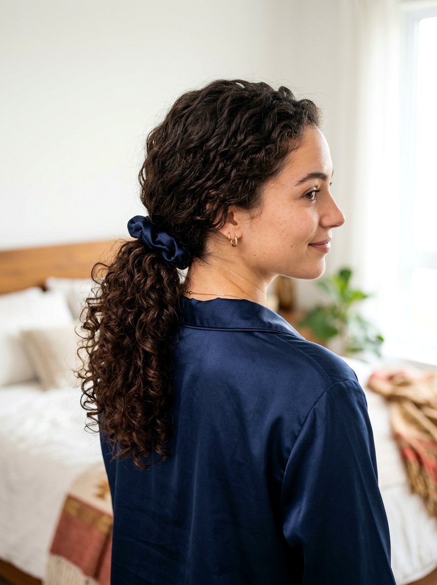 Low Ponytail - 20 satin bonnet hairstyles for curls - 20 satin bonnet hairstyles for curls