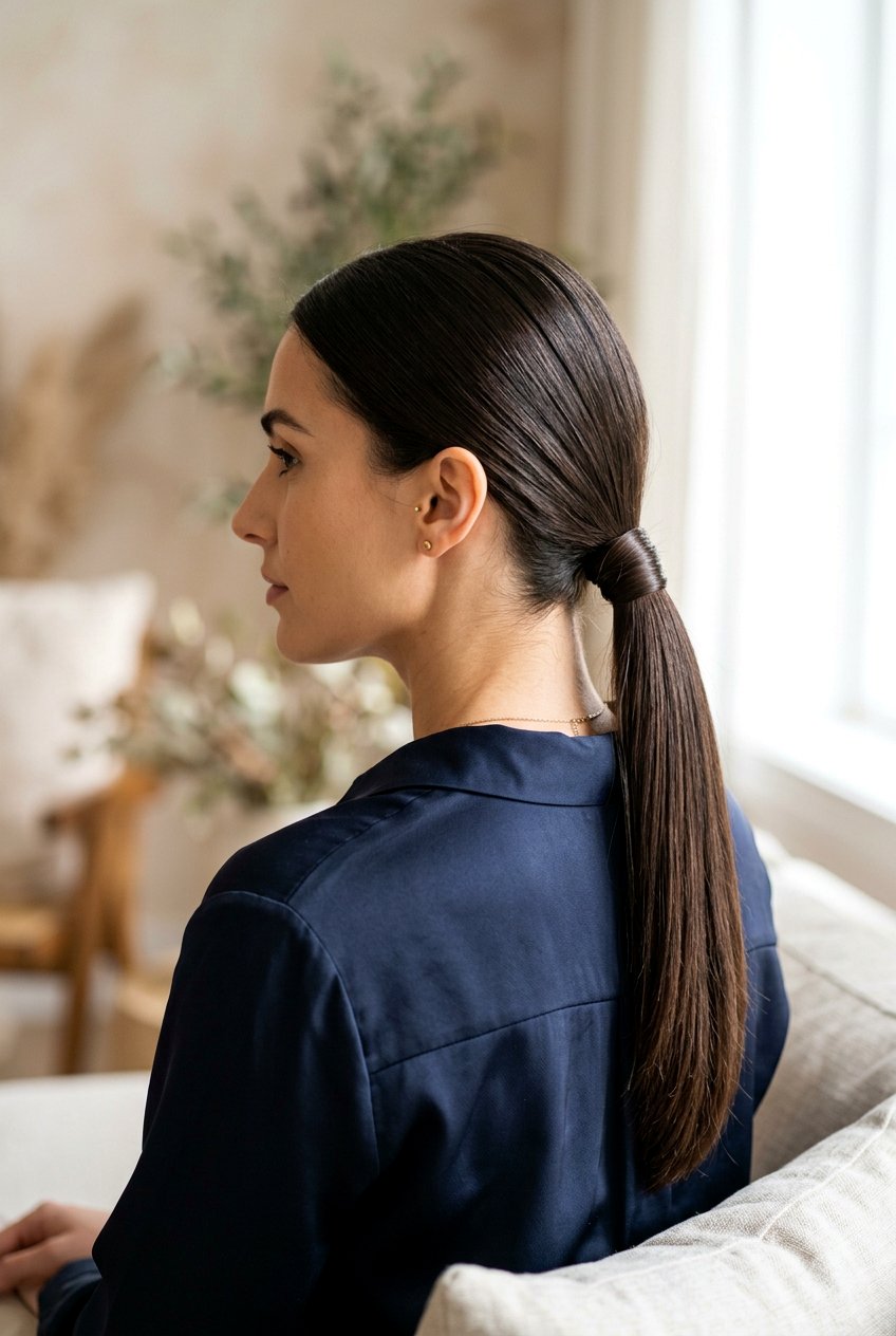 Low Ponytail - 20 easy hairstyles for medium hair - 20 easy hairstyles for medium hair