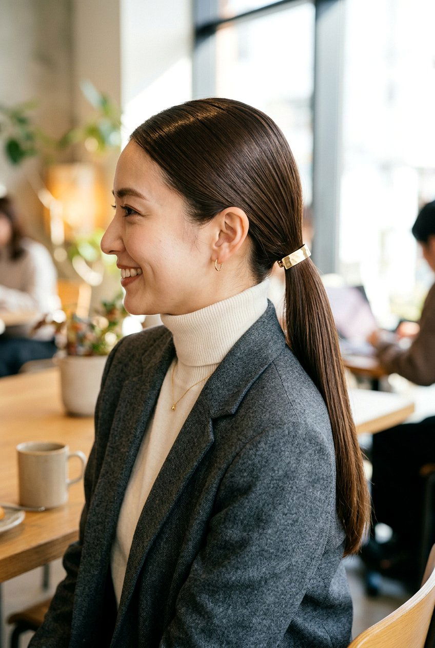 Low Ponytail Barrette Hairstyle - 20 barrette hairstyles for women - 20 barrette hairstyles for women