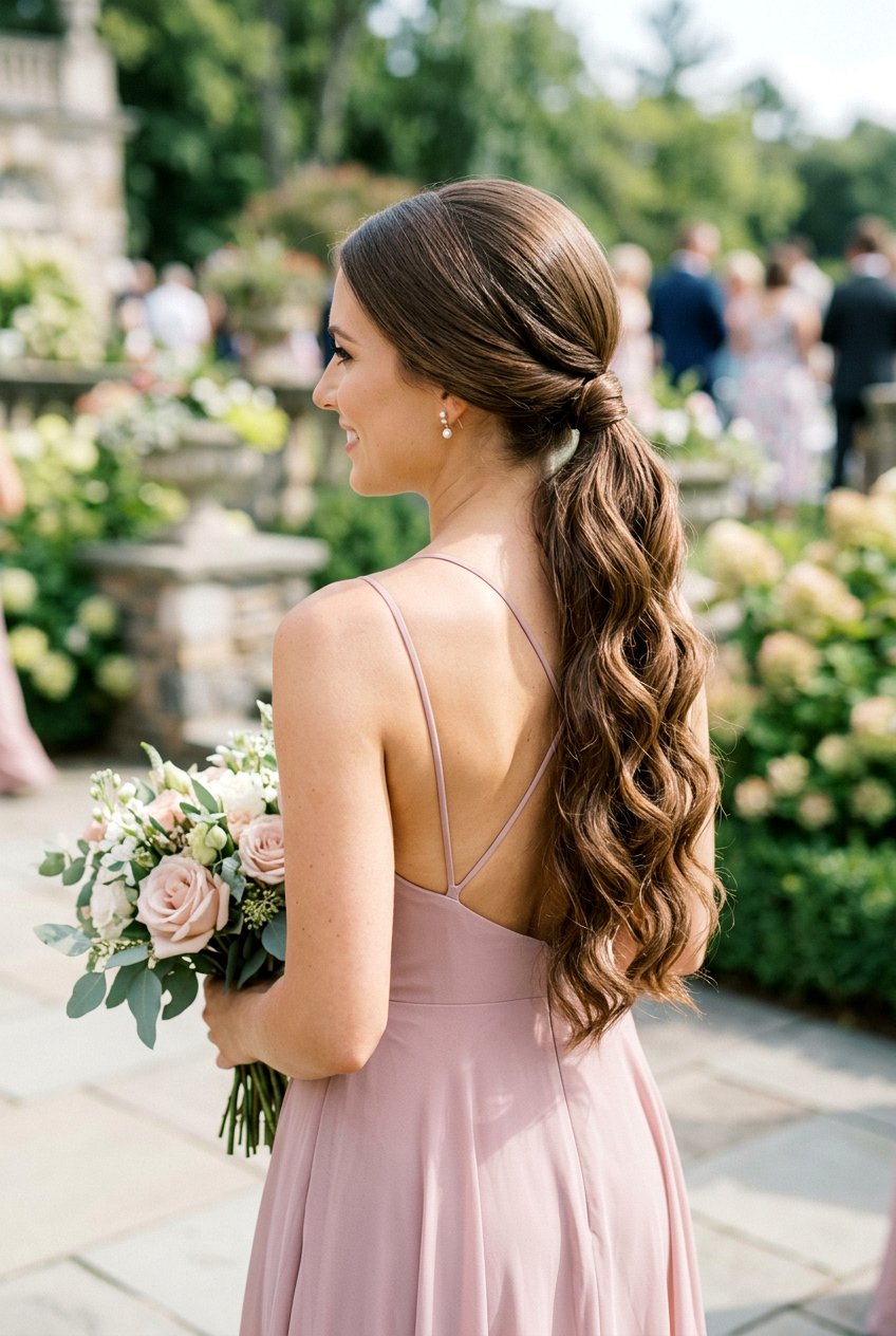 Low Ponytail Bridesmaid Hairstyle For Long Hair - 20 bridesmaid low ponytail hairstyle - 20 bridesmaid low ponytail hairstyle
