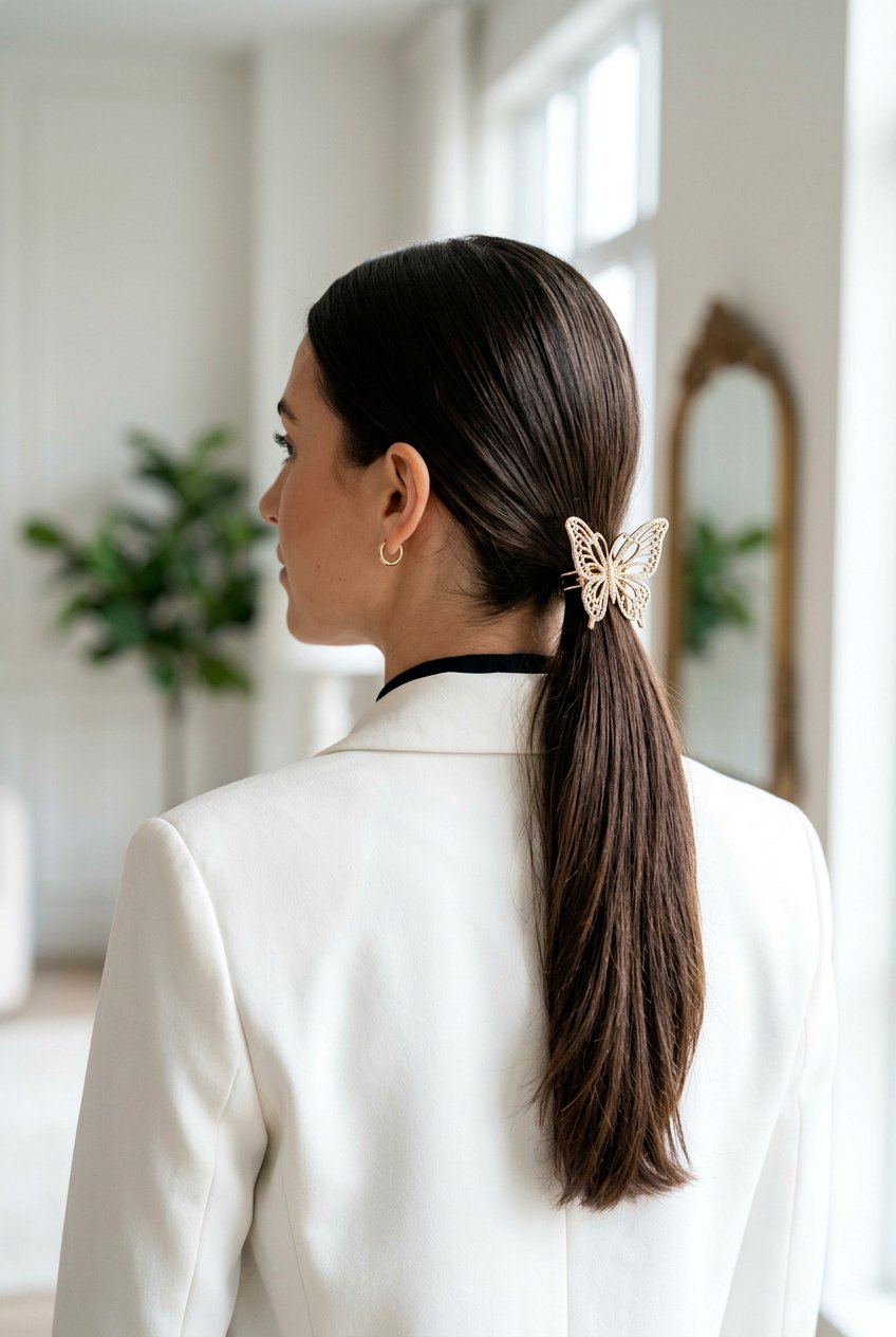 Low Ponytail Butterfly Clip - 20 butterfly clip ponytail hairstyle - 20 butterfly clip ponytail hairstyle