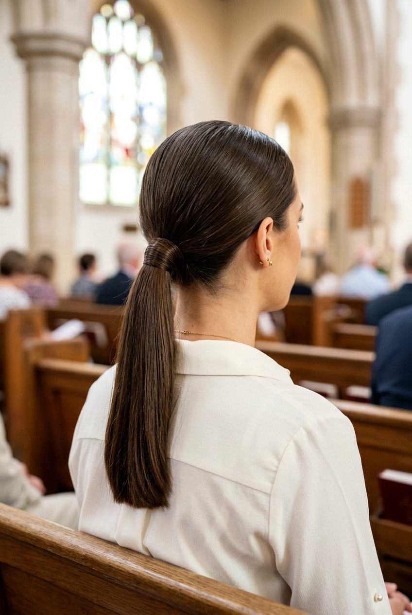 Low Ponytail Church Hairstyle - 20 church hairstyles for women - 20 church hairstyles for women