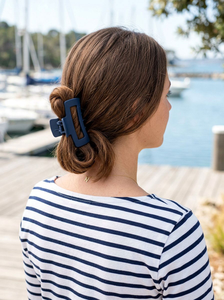 Low Ponytail Claw Clip - 20 claw clip hairstyle for beach vacation - 20 claw clip hairstyle for beach vacation