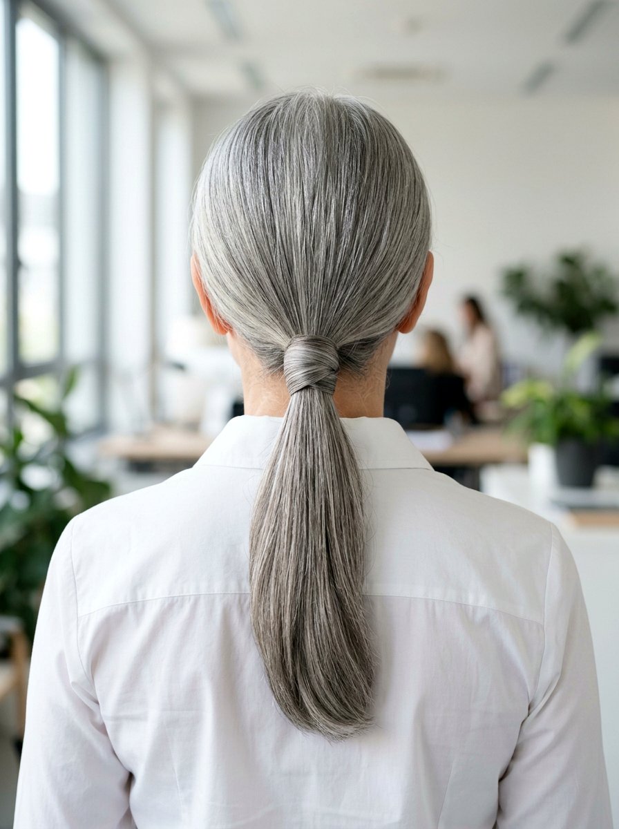 Low Ponytail For Gray Hair - 20 easy hairstyle for naturally gray hair - 20 easy hairstyle for naturally gray hair