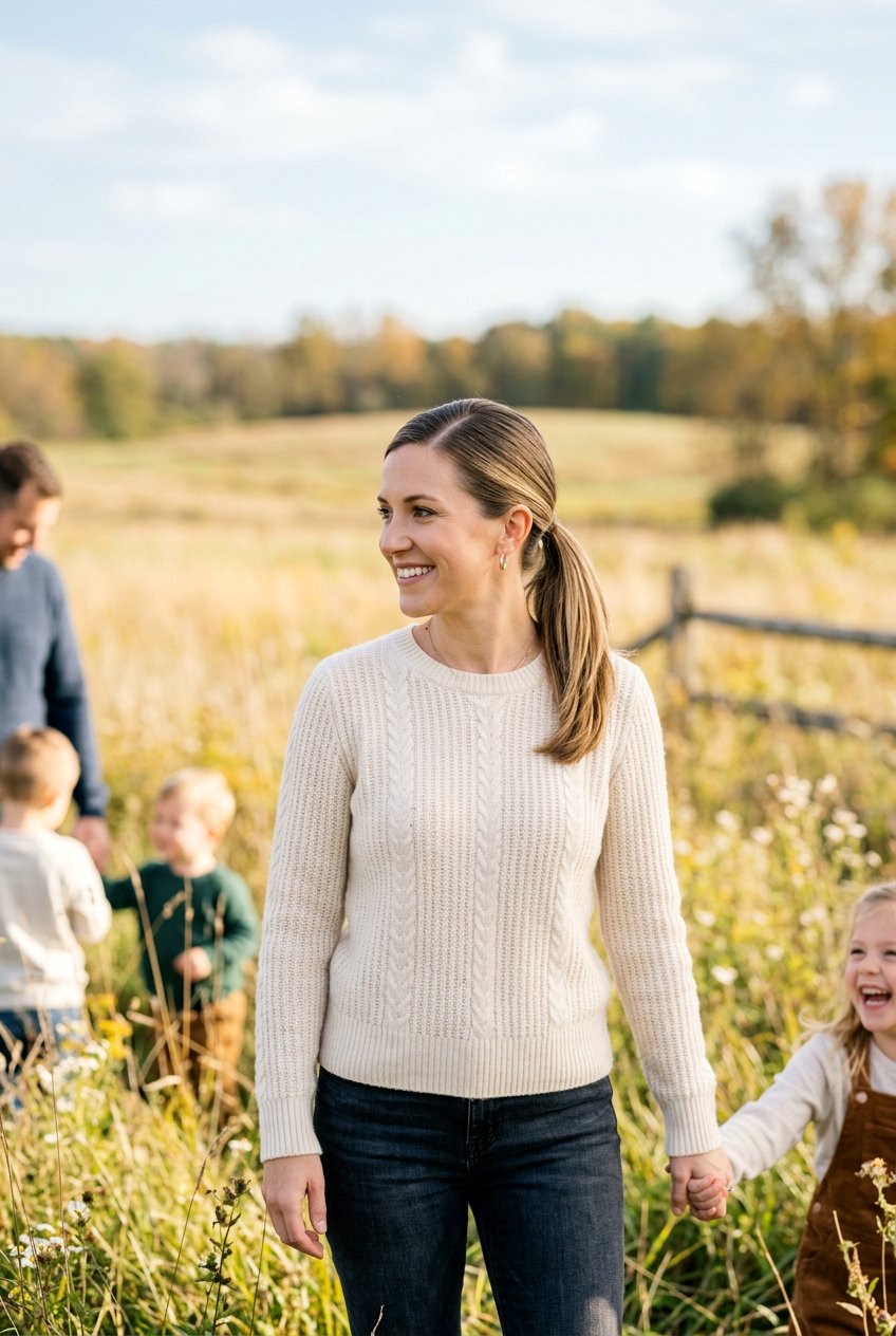 Low Ponytail For Mom In Family Pictures - 20 family session hairstyles - 20 family session hairstyles