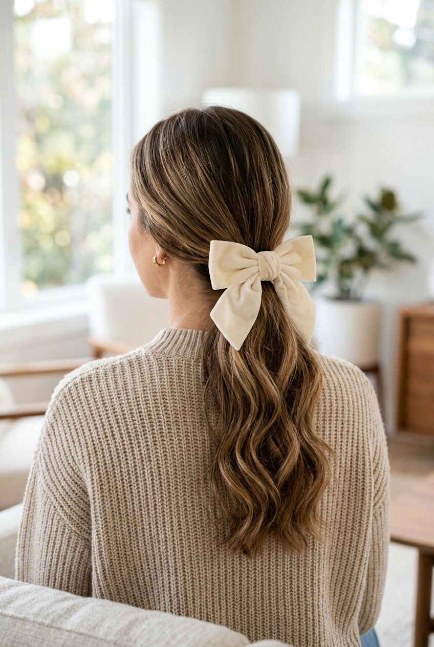 Low Ponytail Hair Bow Look - 20 holiday ponytail with bow - 20 holiday ponytail with bow