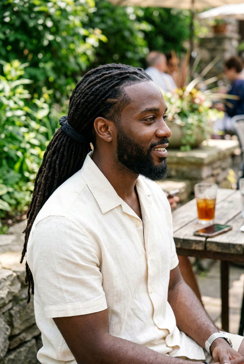 Low Ponytail Locs - 20 long loc styles for black men - 20 long loc styles for black men
