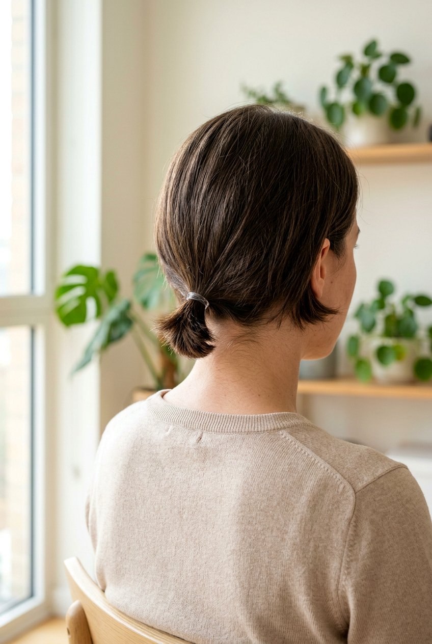 Low Ponytail Short Hair - 20 easy hairstyles for short hair - 20 easy hairstyles for short hair