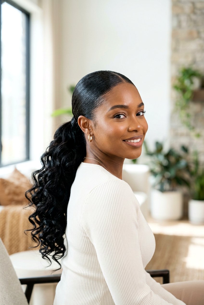 Low Ponytail Soft Curls - 20 pageant hairstyle with soft curls - 20 pageant hairstyle with soft curls