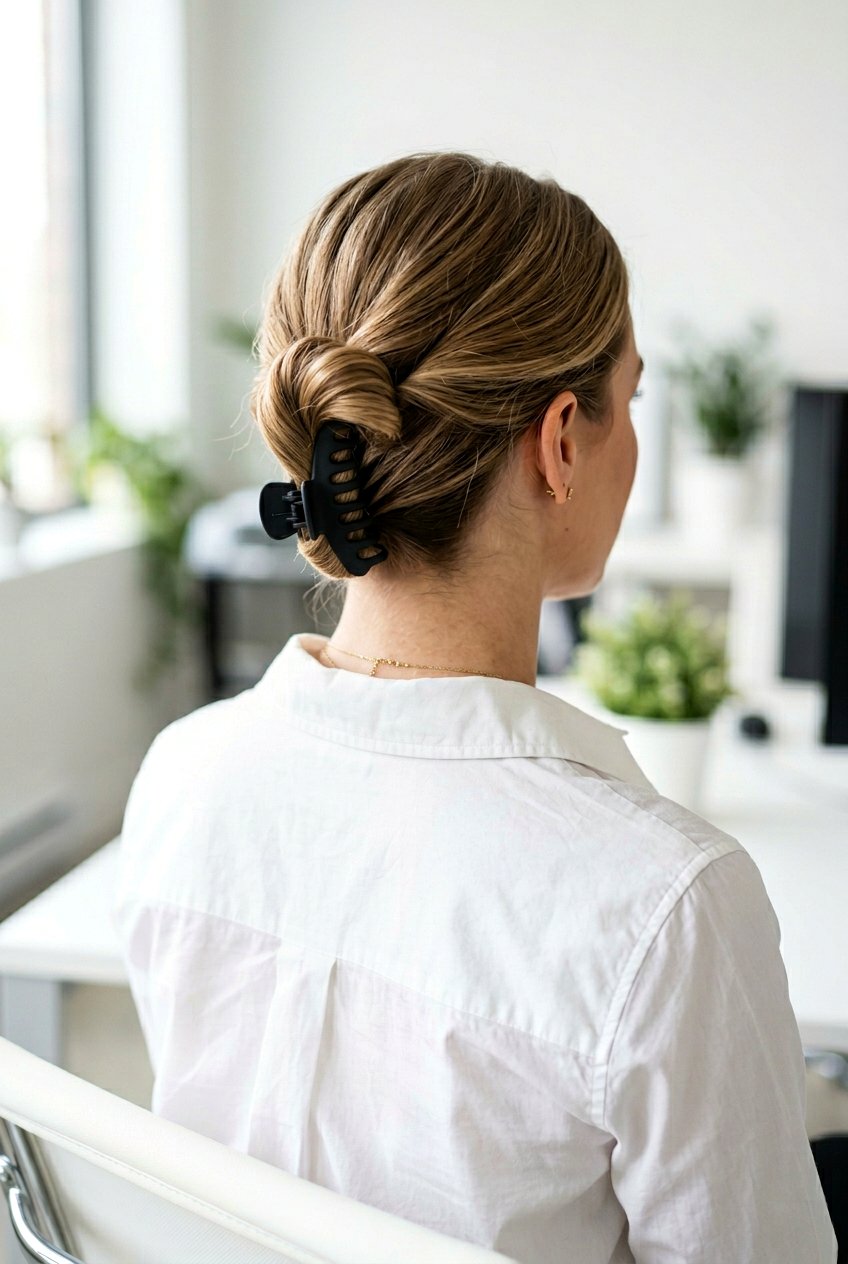 Low Ponytail Twist - 20 easy claw clip twist for school - 20 easy claw clip twist for school