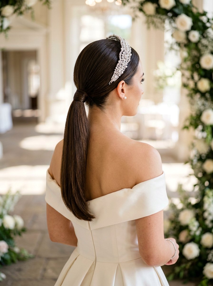 Low Ponytail Wedding Hair Headband - 20 wedding hairstyles with low ponytail - 20 wedding hairstyles with low ponytail