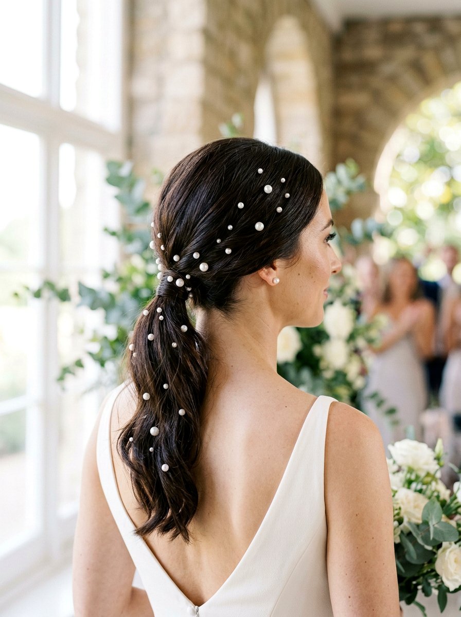 Low Ponytail Wedding Hair Pearls - 20 wedding hairstyles with low ponytail - 20 wedding hairstyles with low ponytail
