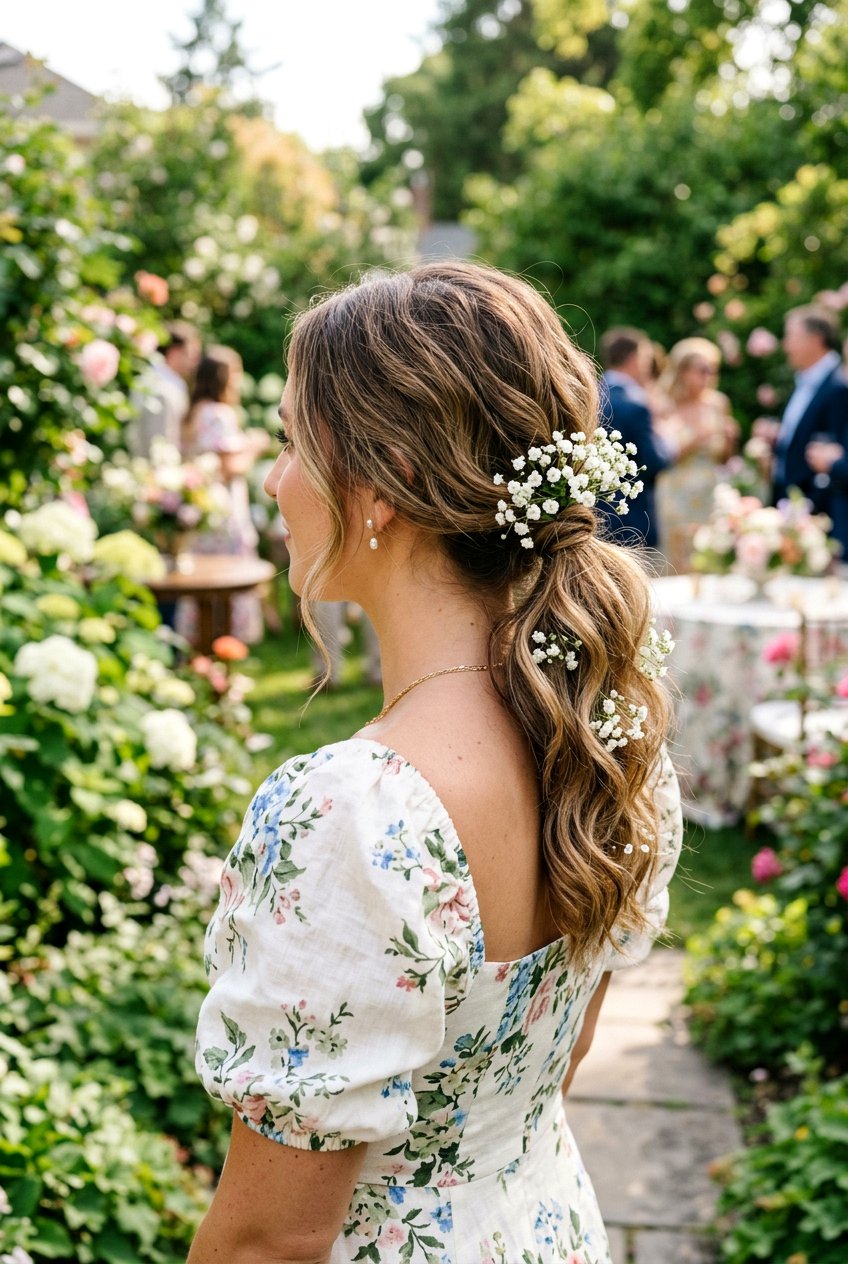 Low Ponytail With Babys Breath - 20 boho bridal ponytail - 20 boho bridal ponytail