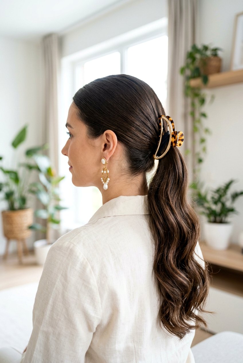 Low Ponytail With Claw Clip For Prom - 20 prom hairstyles with claw clip - 20 prom hairstyles with claw clip