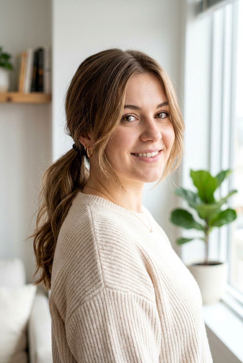 Low Ponytail With Face Framing Pieces For Round Face - 20 low ponytail with face framing pieces - 20 low ponytail with face framing pieces