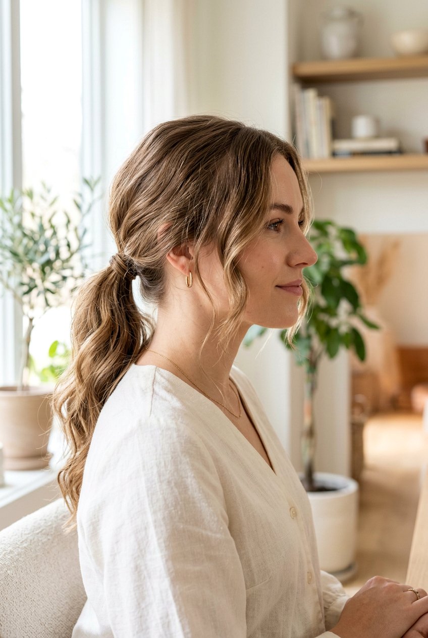 Low Ponytail With Face Framing Pieces - 20 corporate ponytail hairstyle - 20 corporate ponytail hairstyle