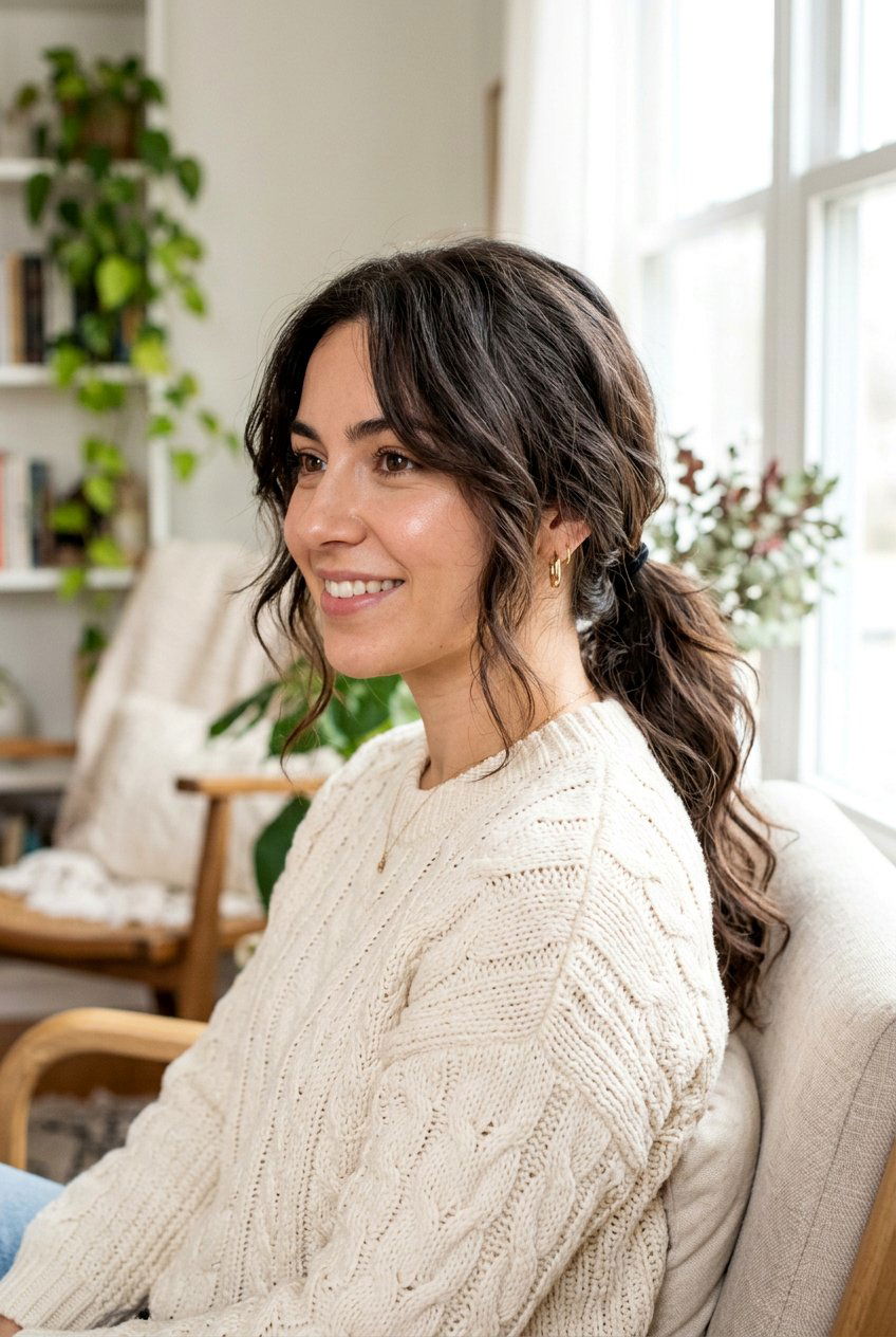 Low Ponytail With Face Framing - 20 campus hairstyle for long layers - 20 campus hairstyle for long layers