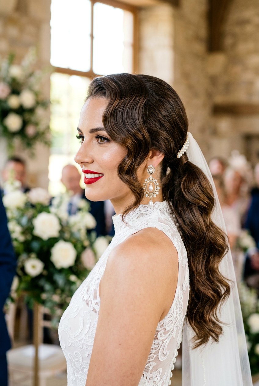 Low Ponytail With Finger Waves And Modern Volume - 20 bridal low ponytail with waves - 20 bridal low ponytail with waves