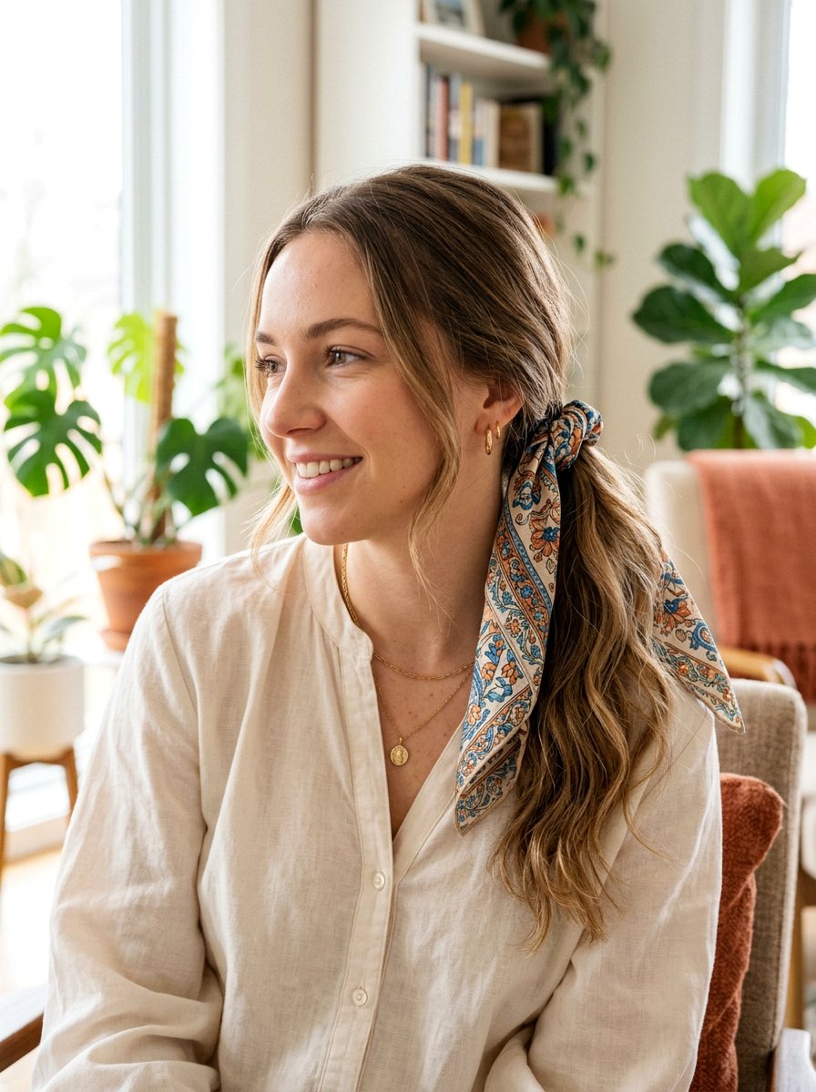 Low Ponytail With Hair Scarf No Wash Hairstyle - 20 no wash day hairstyles - 20 no wash day hairstyles