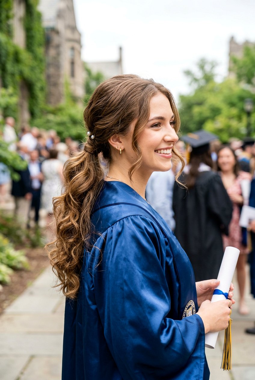 Low Ponytail With Loose Curls - 20 graduation hairstyle with ponytail curls - 20 graduation hairstyle with ponytail curls