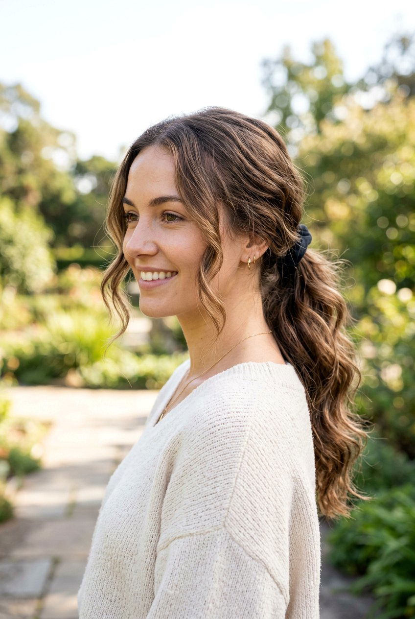 Low Ponytail With Loose Waves - 20 clean hair day hairstyles - 20 clean hair day hairstyles