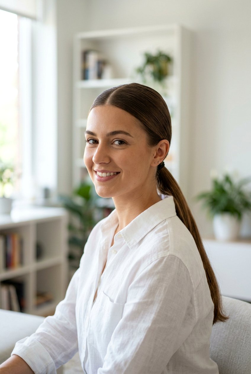 Low Ponytail With Middle Part For Office - 20 corporate hairstyles for women - 20 corporate hairstyles for women