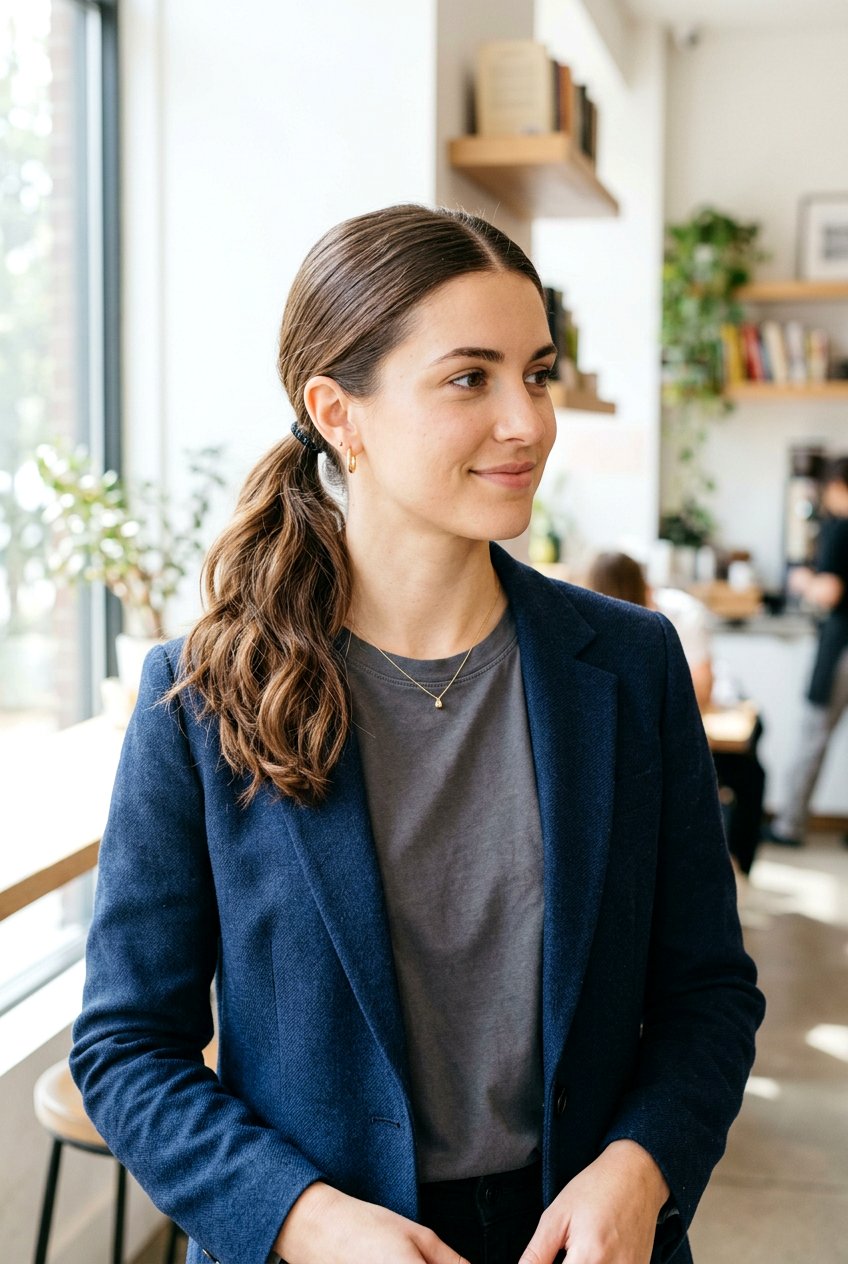 Low Ponytail With Middle Part - 20 brunch ponytail hairstyles - 20 brunch ponytail hairstyles