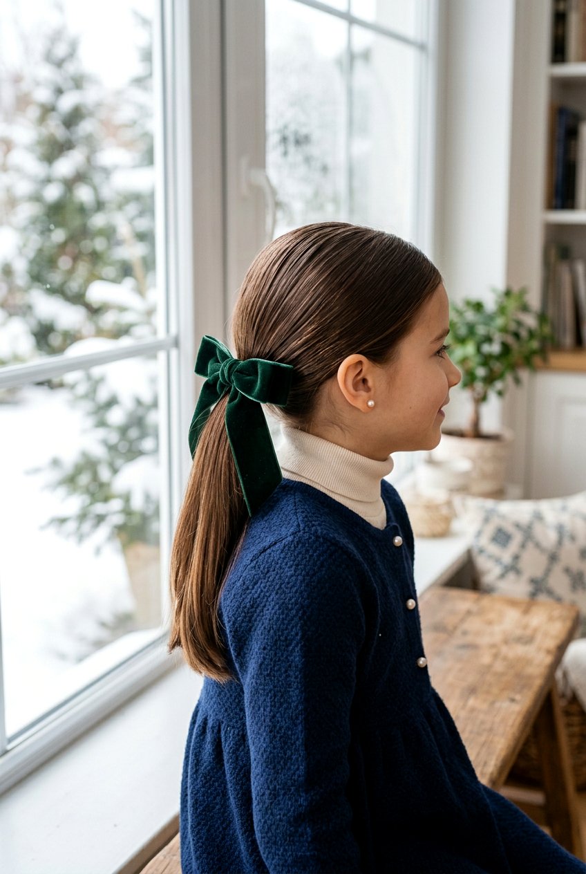 Low Ponytail With Ribbon - 20 christmas party hairstyles for girls - 20 christmas party hairstyles for girls