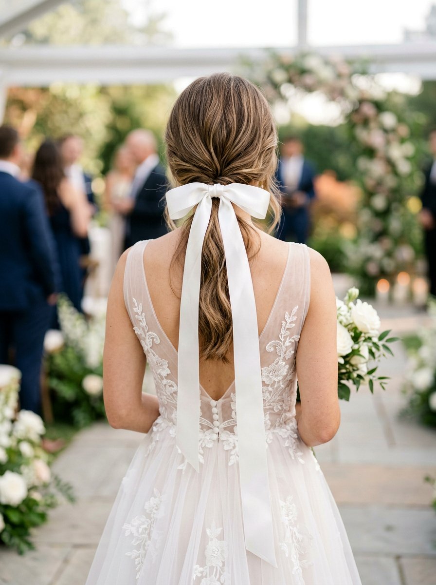 Low Ponytail With Ribbon Wedding - 20 wedding hairstyles with low ponytail - 20 wedding hairstyles with low ponytail