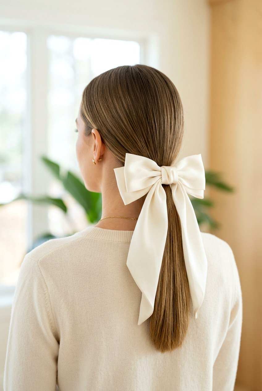 Low Ponytail With Ribbon - 20 coquette ribbon hairstyle - 20 coquette ribbon hairstyle