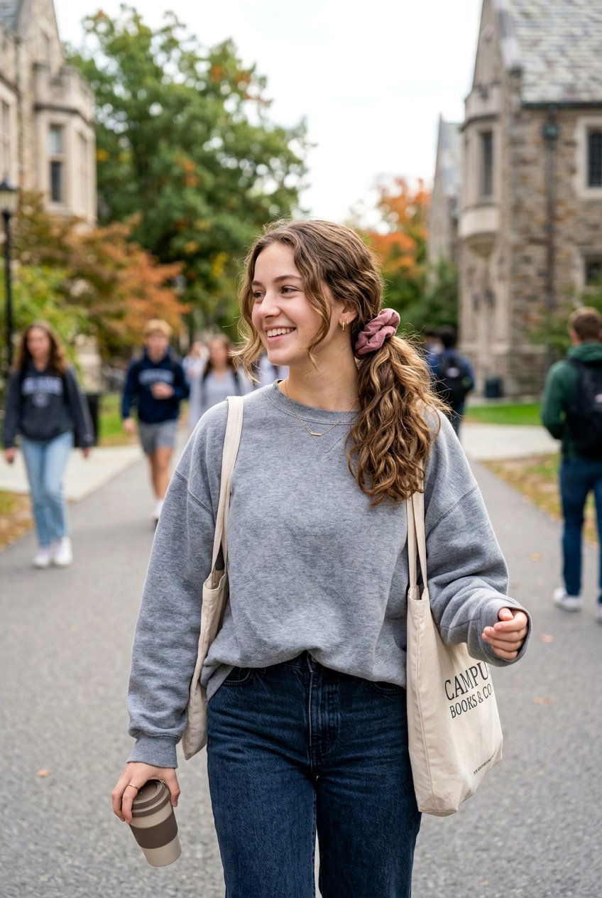 Low Ponytail With Scrunchie - 20 quick hairstyles for college girls - 20 quick hairstyles for college girls