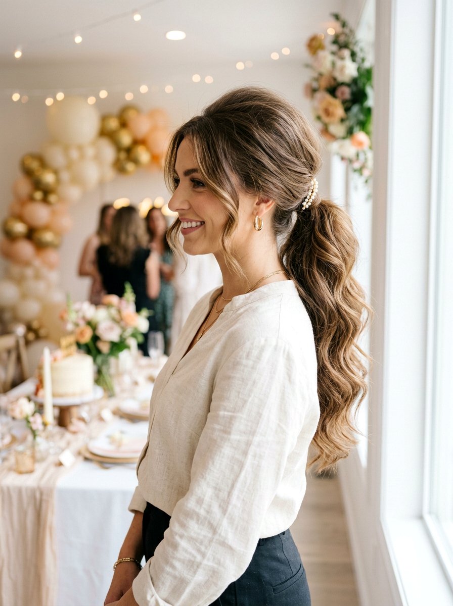 Low Ponytail With Volume Birthday Hair - 20 soft glam hairstyle for birthday party - 20 soft glam hairstyle for birthday party