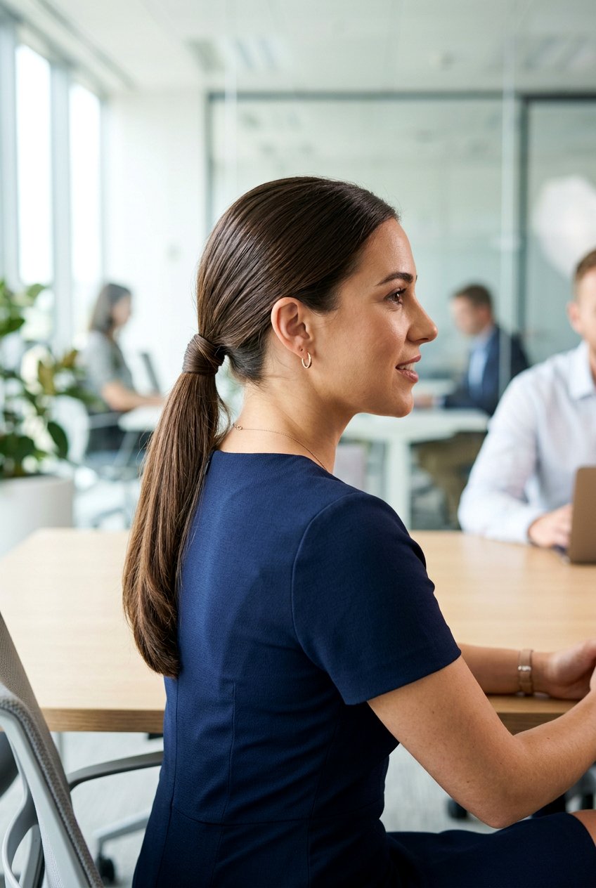 Low Ponytail With Wrap - 20 best office hairstyle ideas - 20 best office hairstyle ideas