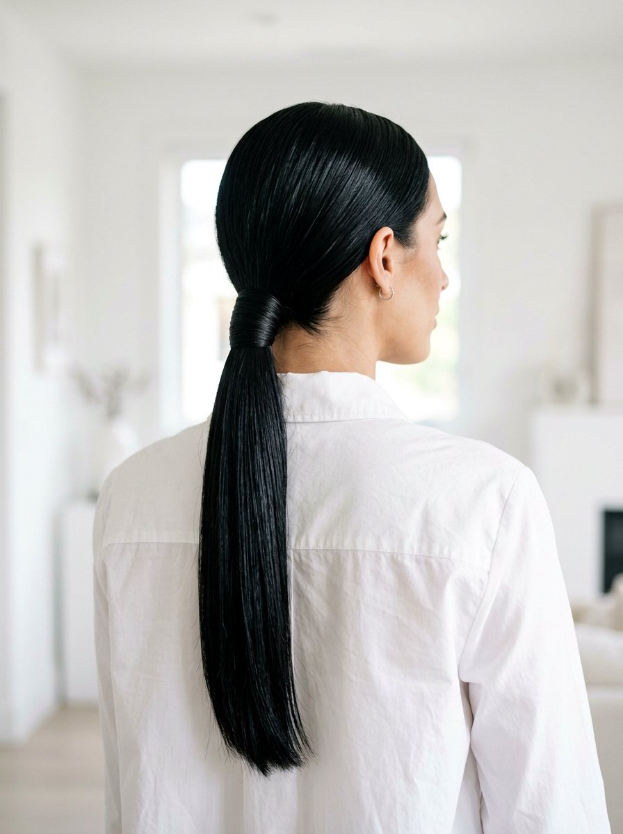 Low Ponytail With Wrapped Base - 20 no fuss interview hairstyle for women - 20 no fuss interview hairstyle for women