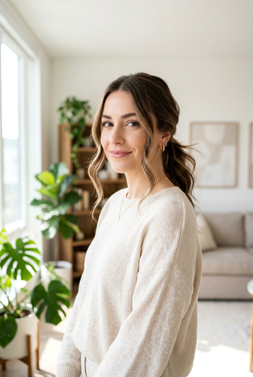 Low Ponytail with Face Framing Pieces - 20 easy hairstyles for mornings - 20 easy hairstyles for mornings