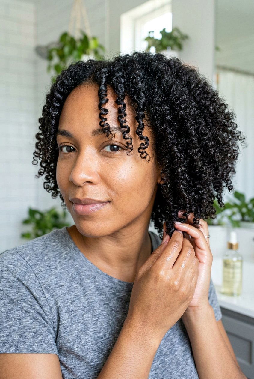 Low Porosity 3C Hair Wash and Go with Lightweight Gel - 20 defined wash and go for 3c hair - 20 defined wash and go for 3c hair