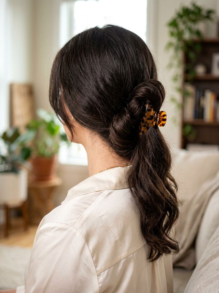 Low Roll Claw Clip Updo - 20 claw clip updo for thick long hair - 20 claw clip updo for thick long hair