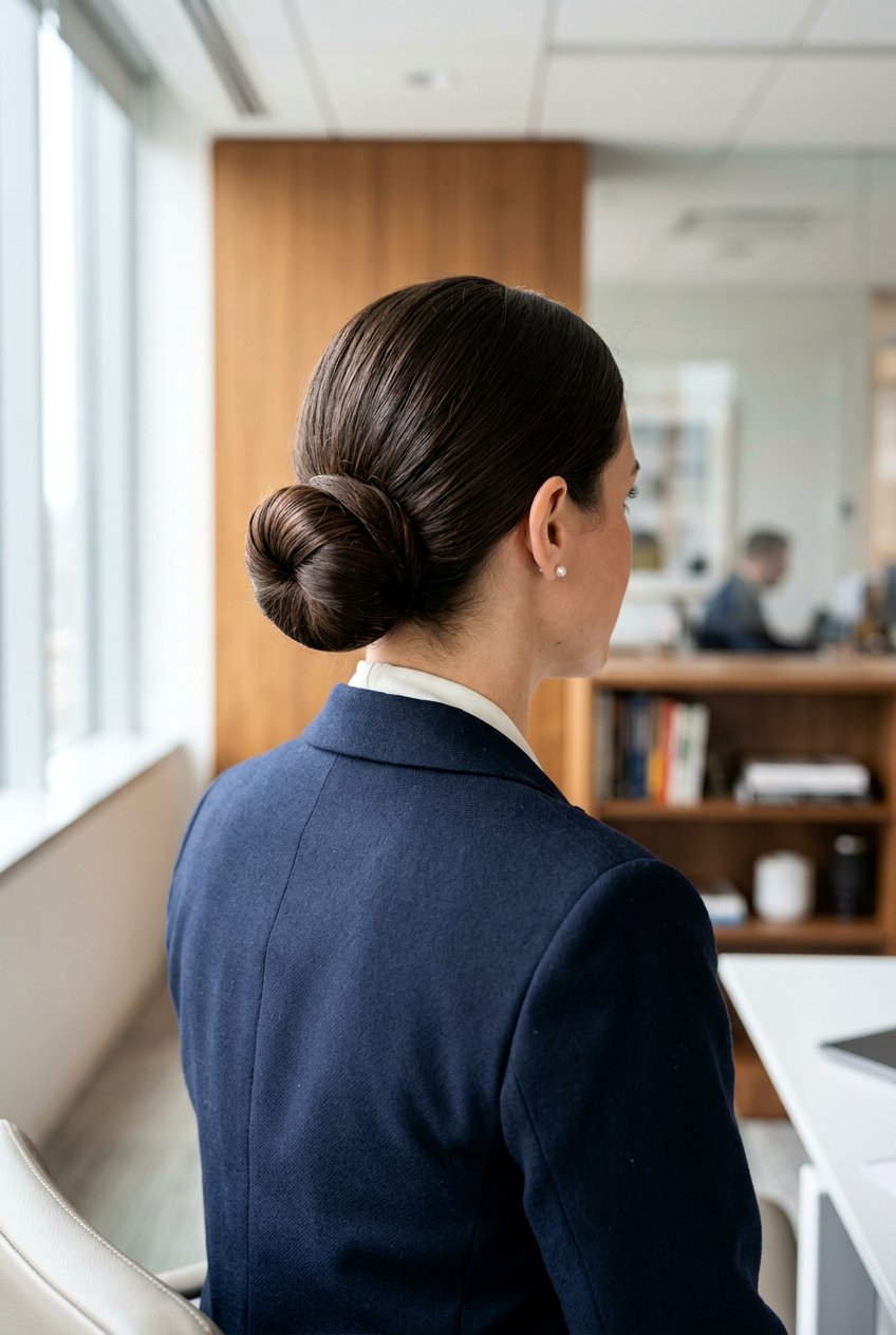 Low Rolled Bun For Professional Look - 20 neat low bun for office - 20 neat low bun for office