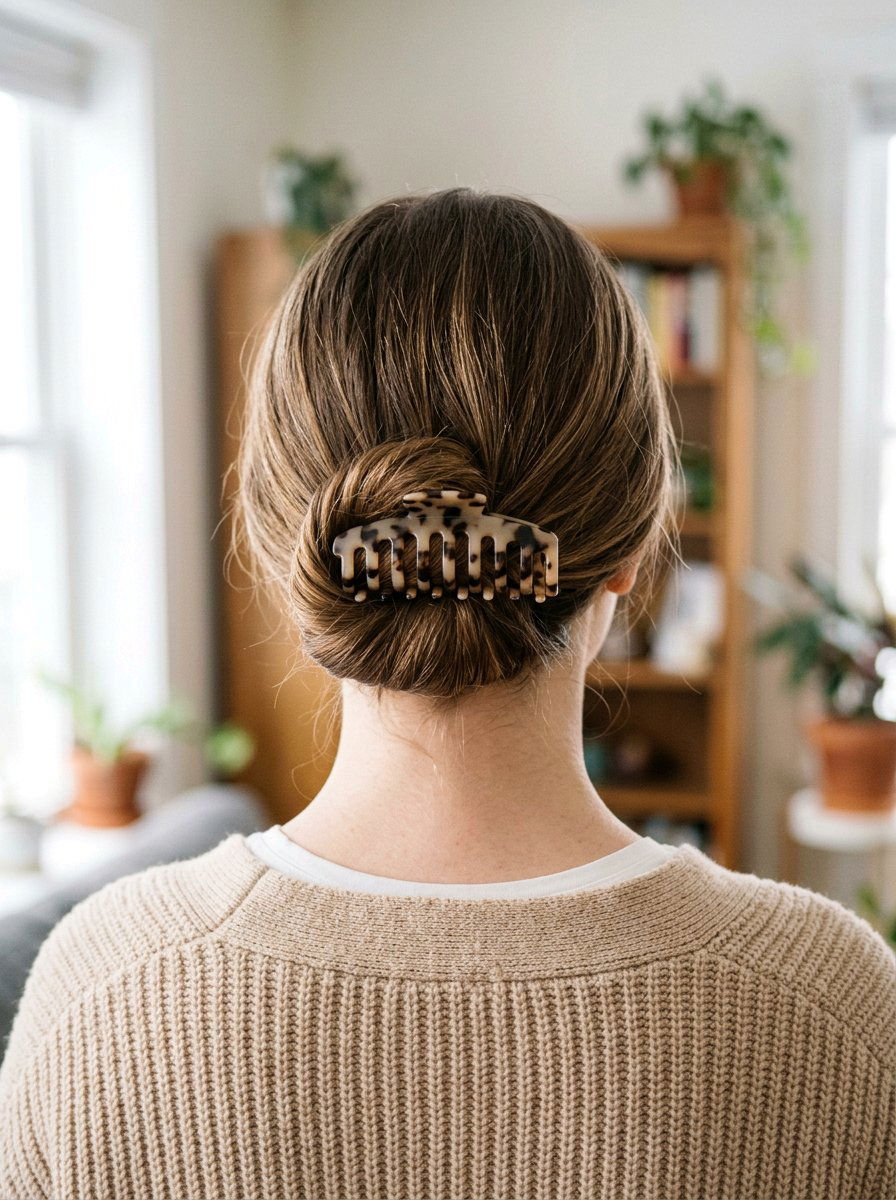 Low Rolled Claw Clip - 20 claw clip hairstyle for office women - 20 claw clip hairstyle for office women