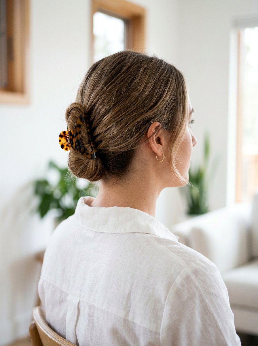 Low Rolled Claw Clip - 20 claw clip hairstyle for moms - 20 claw clip hairstyle for moms