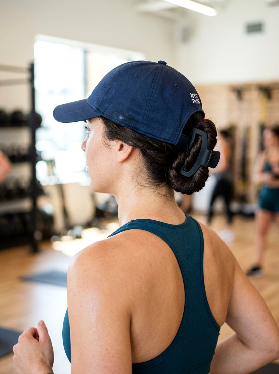 Low Rolled Twist Claw Clip Workout Hair - 20 gym hairstyle with claw clip twist - 20 gym hairstyle with claw clip twist