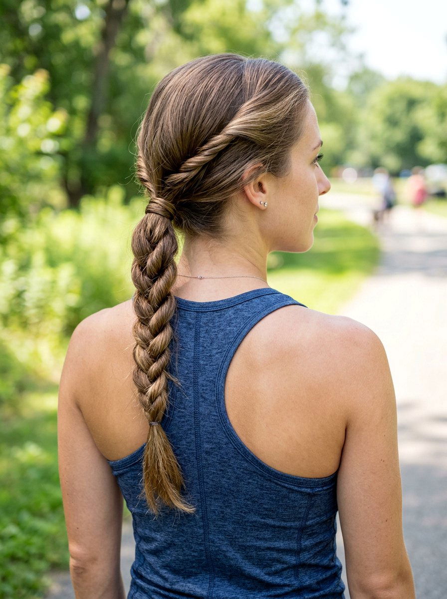 Low Rope Braid Ponytail For Softball - 20 softball hairstyle with low braid - 20 softball hairstyle with low braid