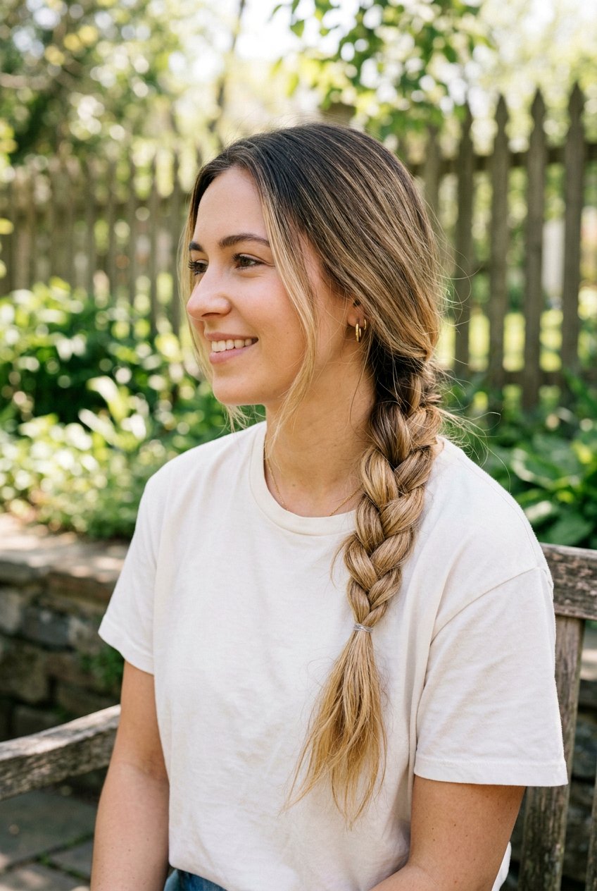 Low Side Braid for Long Hair in Monsoon - 20 monsoon hairstyle for long hair - 20 monsoon hairstyle for long hair